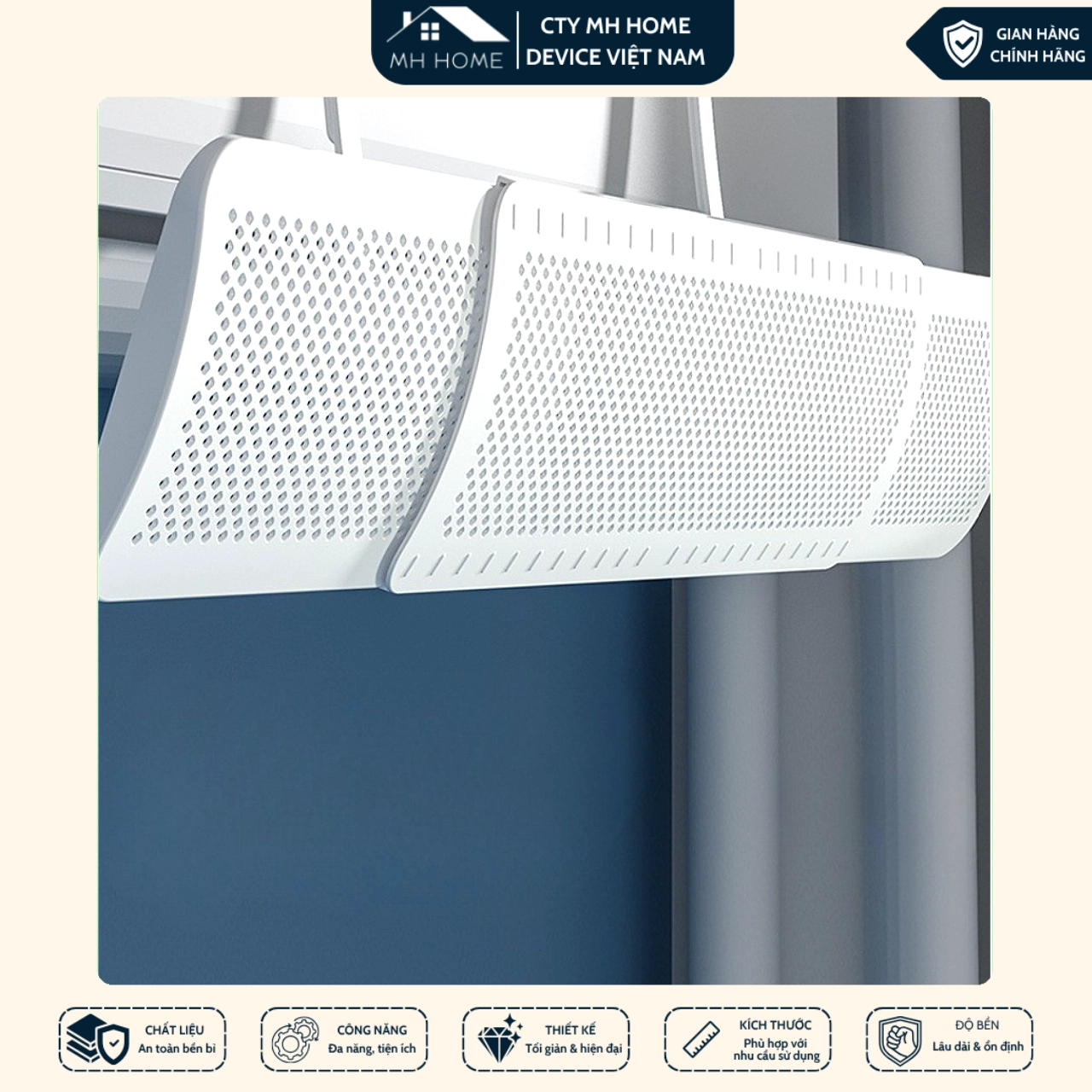 Tấm Chắn Gió Điều Hòa 3 Cánh Xoay 180° Điều Chỉnh Kích Thước Chống Thổi Trực Tiếp Cao Cấp | MH Home